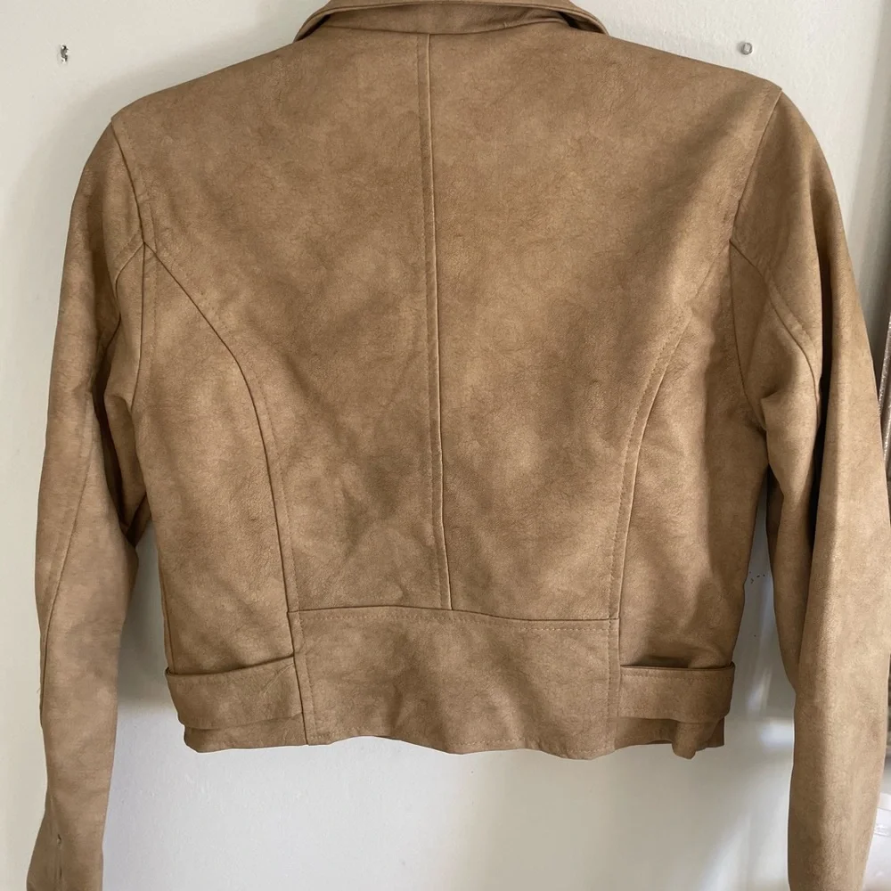 Light brown faux leather motor jacket - Picture 3 of 3